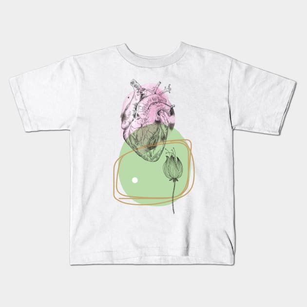 Anatomical heart, engraving drawing. Kids T-Shirt by Olga Berlet